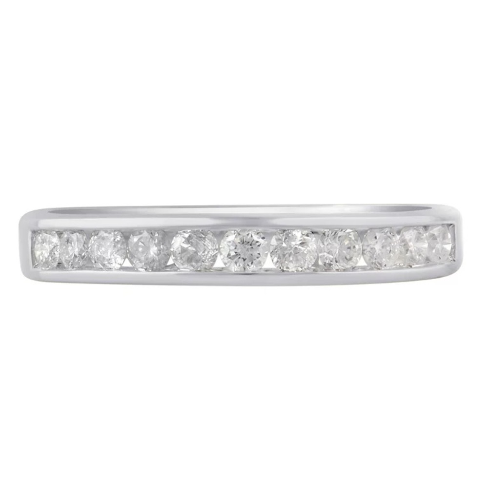 1/2 Carat T.w. Lab Grown Diamond Channel Sterling Silver Wedding Band Women's - Picture 3 of 10